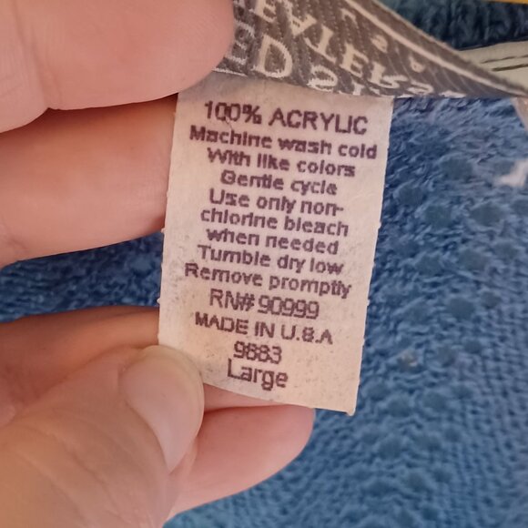 Vintage Knit Cardigan Sweater Womens Large Blue Cottagecore Ruffles Feminine - Picture 7 of 9